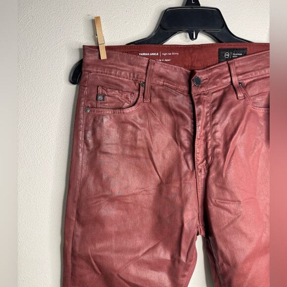 AG Adriano Goldschmied Red Farrah Ankle High Rise Skinny Pants - Picture 6 of 9